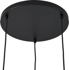 Retro Lampa Wisząca Czarna z Pomarańczowym Wnętrzem 3-punktowa - Felt