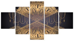 Obraz - Złota mandala ze strzałkami (125x70 cm)