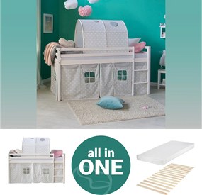 Łóżko piętrowe 207,5x110x96,5 cm Biało-szare