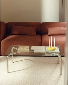 Stolik ze szklanym blatem w kolorze srebra 60x110 cm Uku – noo.ma