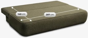 Sofa z Funkcją Spania ARVETO Oliwkowa Boucle Nowoczesna