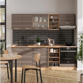 Zabudowa kuchenna szlachetny szary/złoty dąb 240x60x81.6 r-line