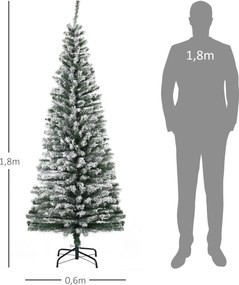 HOMCOM Sztuczna Choinka 180 cm Księżyca Sosna z Pokrywą Śniegu, 492 Gałązki do Wnętrz | Aosom PL