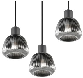 Czarna lampa wisząca ze szklanym kloszem ø 37 cm Tarifa – Trio