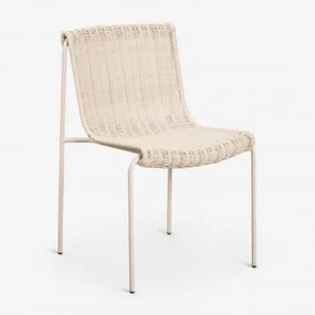 Zestaw 4 Krzeseł Jadalnianych Z Rattanu Syntetycznego I Stali Revia Kremowa Tapioca - Sklum