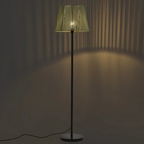 Zewnętrzna lampa podłogowa czarna z zielonym kloszem ze sznura IP44 - Virginia Jayla