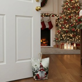 Świąteczny ogranicznik drzwiowy Skrzat czerwony, 22 x 23 cm