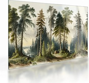Obraz na szkle - Krajobraz lasów w stylu vintage (70x50 cm)
