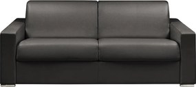Kanapa 4-osobowa z ekspresowym mechanizmem rozkładania z ekoskóry CALITO - Czarny - Wymiary miejsca do spania: 160 cm - Materac 18 cm z pamięcią kształtu