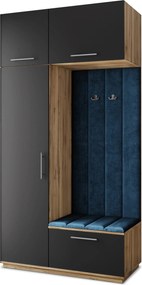 Masseno Garderoba REMA 120/240/60 cm Nowoczesna Szafa do Przedpokoju Dąb wotan, MONOLITH 77 (Niebieski)