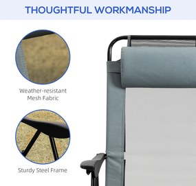 Outsunny Zestaw 2 składanych krzeseł, leżaki, odporny na warunki atmosferyczne, 5-poziomowa regulacja oparcia, konstrukcja metalowa, Szary