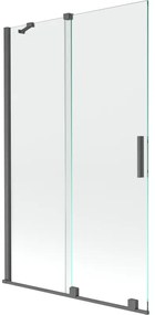 Mexen Velar parawan nawannowy 2-skrzydłowy rozsuwany 110 x 150 cm, transparent, gun gray szczotkowany - 896-110-000-01-66