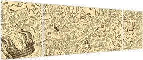 Obraz - Zabytkowa mapa, ilustracje (170x50 cm)