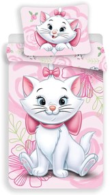 Różowa bawełniana pościel dziecięca jednoosobowa 140x200 cm Marie Cat "Pink" – Jerry Fabrics