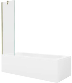 Mexen Vega wanna prostokątna 150 x 70 cm z obudową i parawanem 1-skrzydłowym 50 cm, transparent, złoty - 550115070X9505000050