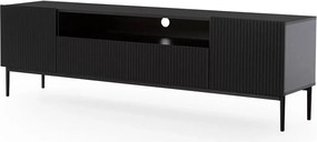 Szafka RTV Nicole 200 cm z wnęką i szufladami - czarny mat / czarne nóżki