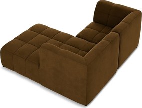 Musztardowy aksamitny narożnik (prawostronny/z szezlongiem) Aloha – Makamii