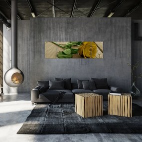 Obraz - Żółte róże w stylu vintage (170x50 cm)
