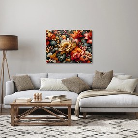 Obraz - Pomarańczowo-czerwone kwiaty (70x50 cm)