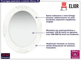 Białe Owalne Lustro W Rustykalnym Stylu Biały Połysk