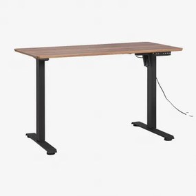 Biurko Elektryczne Serpi Prostokątne Z Podnośnikiem Elektrycznym 120x60 Cm Z Funkcją Pamięci Ustawień, Drewno I Żelazo Nogal & Negro - Sklum