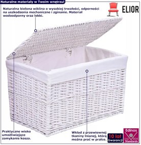 Biały wiklinowy kosz do przechowywania N9-E27