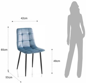 Niebieske krzesła zestaw 2 szt. z aksamitu Faffy – Tomasucci