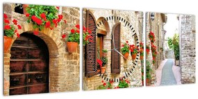 Obraz - Malownicza włoska aleja (z zegarem) (90x30 cm)