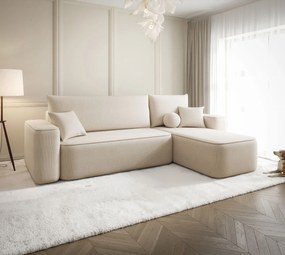 Beżowy narożnik tapicerowany z pojemnikiem F1-D36