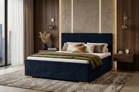 Łóżko ROSI 140x200 cm Granatowy Z materacem