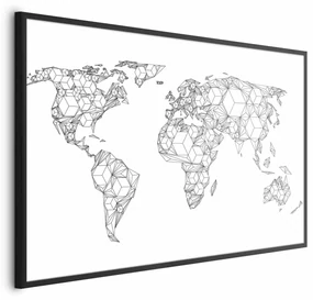 Plakat Geometryczna mapa 30x21 cm z ramą czarną bez marginesu ARTGEIST B