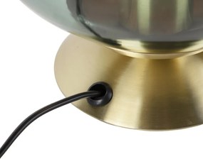 Lampa stołowa art deco mosiądz z zielonym szkłem - Pallon