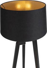 Inteligentna lampa podłogowa z kloszem czarna ze złotem 50 cm z WiFi A60 - Puros