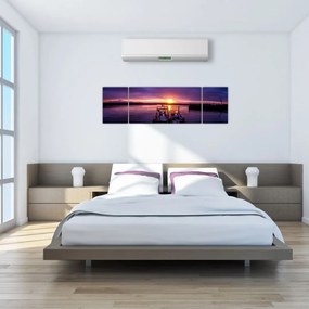 Obraz łodzi rybackich w porcie (170x50 cm)