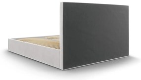 Jasnoszare tapicerowane łóżko dwuosobowe ze schowkiem ze stelażem 180x200 cm Juniper – Mazzini Beds