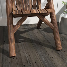 Outsunny Fotel ogrodowy, Zewnętrzny Fotel z Wysokim Oparciem, do 113 kg, Odporny na warunki atmosferyczne, Drewno Naturalne, Brązowy