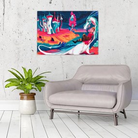 Obraz na szkle - Książę i smocza księżniczka (70x50 cm)
