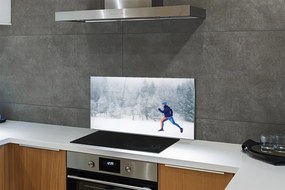 Szkło do Kuchni na Ścianę Człowiek w Zimowym Lesie