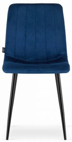 Zestaw jadalniany 1 + 4, czarny stół RAMOD 100x60 cm + niebieskie krzesło LAVA z czarnymi nogami