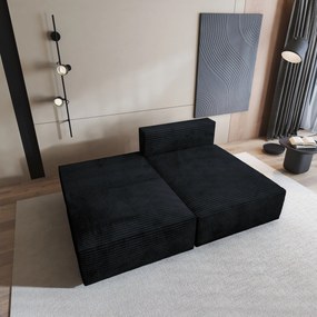 Masseno Narożnik FIORO z funkcją spania i pojemnikiem na pościel Narozniki L, Rozkładana sofa - Czarny, TILIA 100
