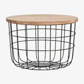 Round Coffee Table Ø62 Cm Made Of Mango Wood And Steel Ket Czarna - Sklum