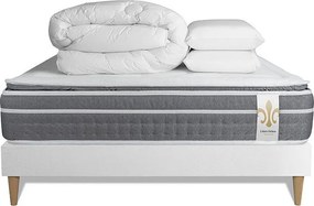 Kompletny zestaw lózka - materac 200x200 cm + Sprezyna skrzyniowa z listwami (w zestawie) + 2 poduszki Koldra - Trente PLUS