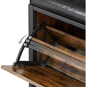 Szafka na buty z ławką TAYLOR 80x30 cm, rustykalny brąz/czarny