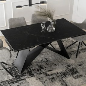 Stół Rozkładany Prostokątny VICTOR 160-240 cm Ceramiczny Czarny do Jadalni Loft