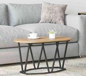 Nowoczesny stolik kawowy owalny metalowy dąb rzemieślniczy H3-T43