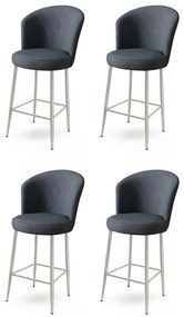 Zestaw krzeseł barowych Alte Anthracite andChrome, 4 szt., 4 szt.
