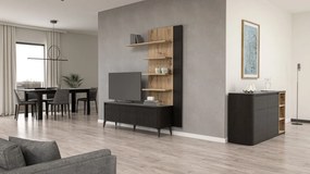 Komoda z ryflowanymi wstawkami Breathtaker, dąb Cabezone/dąb Artisan i dąb czarny