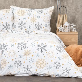4Home Pościel flanelowa Frosty snowflakes, 220 x 200 cm, 2 szt. 70 x 90 cm