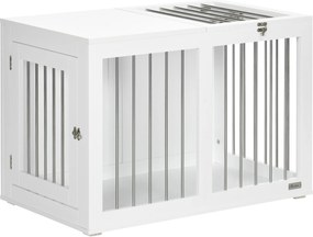 PawHut Klatka dla psa 2 drzwi Zamykana na klucz Kratka stalowa Biało Srebrna 80x50x565cm | Aosom PL
