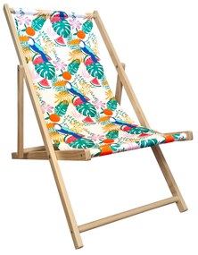 Kolorowy Boho Leżak Drewniany Regulowany • TARAS • BALKON • OGRÓD